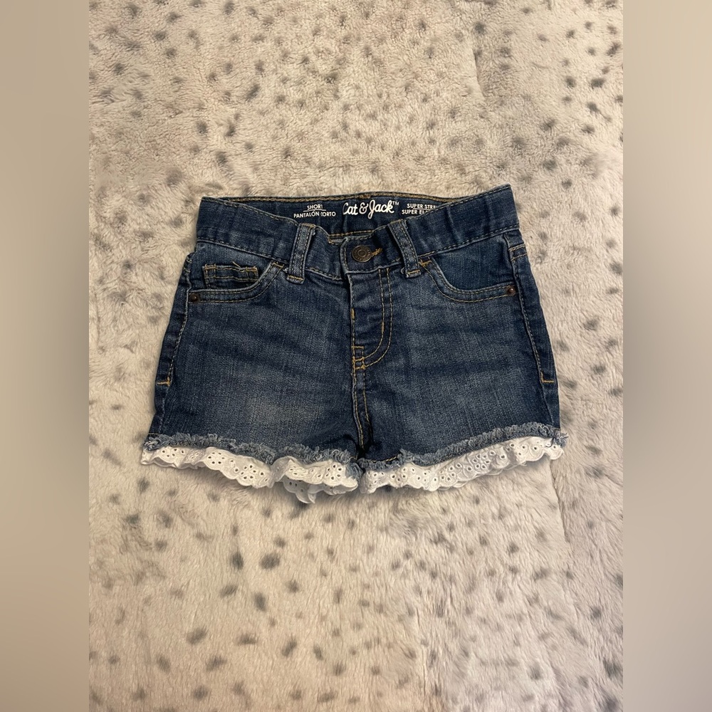 Cat & Jack toddler girl ruffle jean shorts
